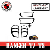 TRADIESCHOICE Black Headlight Lamp Front Cover Trim for Ford Ranger PX2 PX3 2015-2019 | Stylish and Protective Enhancements